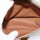 CELINE Macadam Canvas Shoulder Bag PVC Leather White Gold Auth bs30227-11