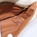 CELINE Macadam Canvas Shoulder Bag PVC Leather White Gold Auth bs30227-19