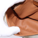 CELINE Macadam Canvas Shoulder Bag PVC Leather White Gold Auth bs30227-20