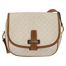 CELINE Macadam Canvas Shoulder Bag PVC Leather White Gold Auth bs30227-13