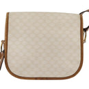 CELINE Macadam Canvas Shoulder Bag PVC Leather White Gold Auth bs30227-2