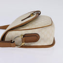 CELINE Macadam Canvas Shoulder Bag PVC Leather White Gold Auth bs30227-3