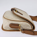 CELINE Macadam Canvas Shoulder Bag PVC Leather White Gold Auth bs30227-4