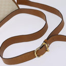 CELINE Macadam Canvas Shoulder Bag PVC Leather White Gold Auth bs30227-7