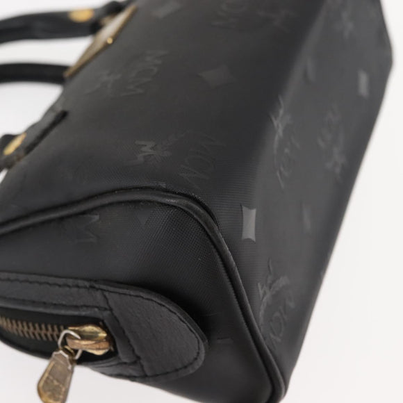 MCM Vicetos Logogram Mini Hand Bag PVC Leather Black Gold Auth bs30228