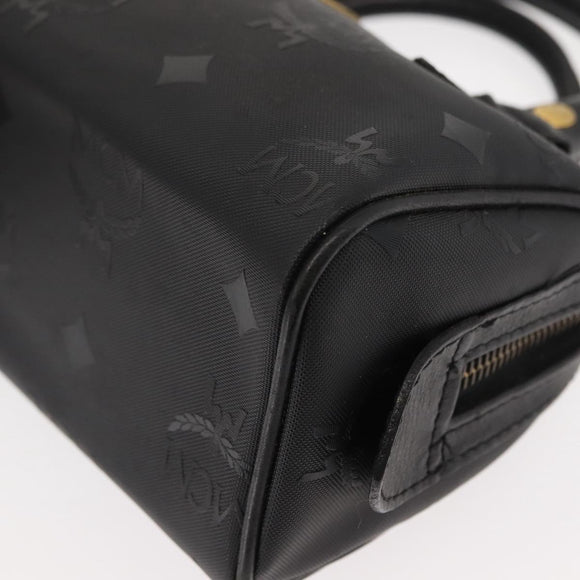 MCM Vicetos Logogram Mini Hand Bag PVC Leather Black Gold Auth bs30228