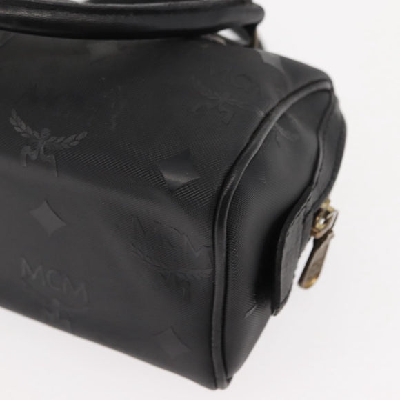 MCM Vicetos Logogram Mini Hand Bag PVC Leather Black Gold Auth bs30228