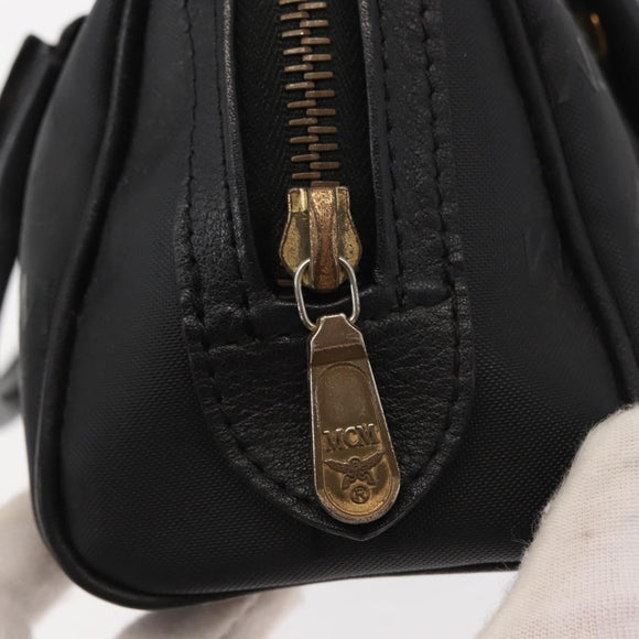 MCM Vicetos Logogram Mini Hand Bag PVC Leather Black Gold Auth bs30228