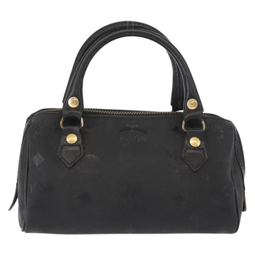 MCM Vicetos Logogram Mini Hand Bag PVC Leather Black Gold Auth bs30228 - 0