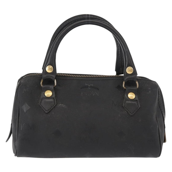 MCM Vicetos Logogram Mini Hand Bag PVC Leather Black Gold Auth bs30228