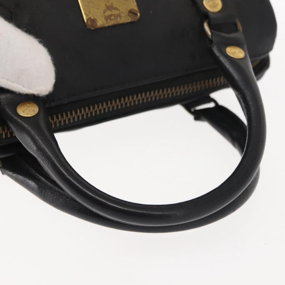 MCM Vicetos Logogram Mini Hand Bag PVC Leather Black Gold Auth bs30228