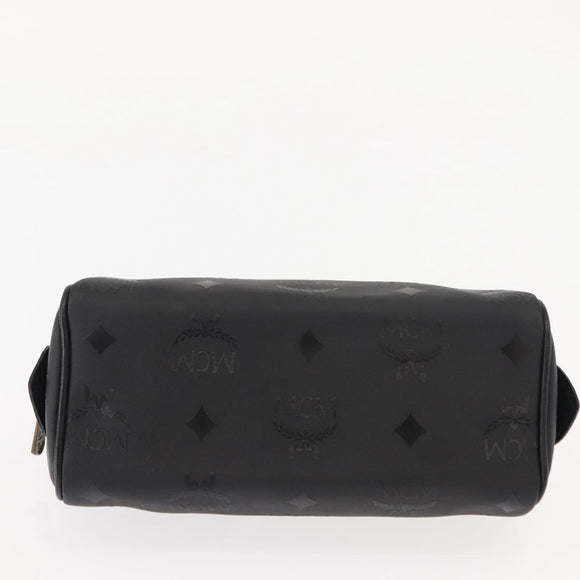 MCM Vicetos Logogram Mini Hand Bag PVC Leather Black Gold Auth bs30228