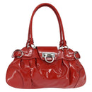 Salvatore Ferragamo Gancini Marissa Bag Patent leather Red Silver Auth bs30235-1