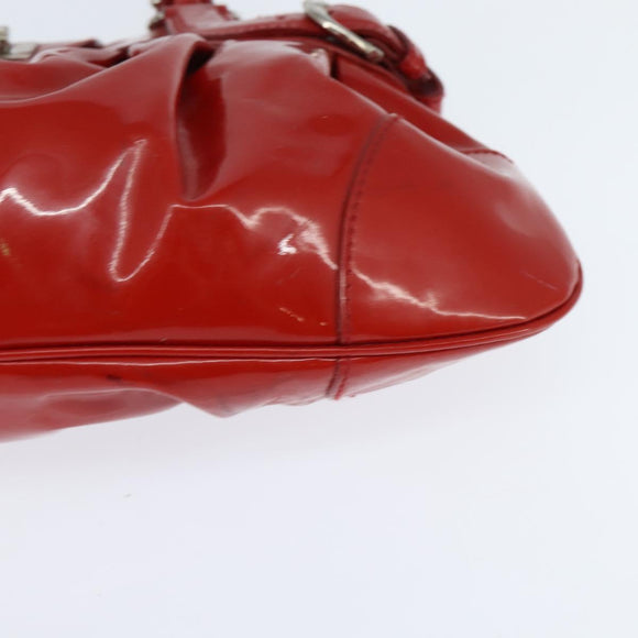 Salvatore Ferragamo Gancini Marissa Bag Patent leather Red Silver Auth bs30235