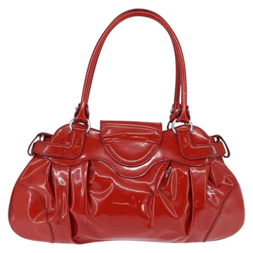 Salvatore Ferragamo Gancini Marissa Bag Patent leather Red Silver Auth bs30235 - 0