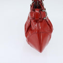 Salvatore Ferragamo Gancini Marissa Bag Patent leather Red Silver Auth bs30235-3