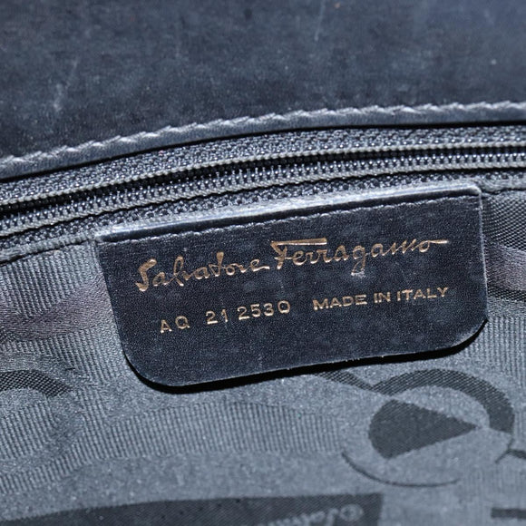 Salvatore Ferragamo Vala Tote Bag Leather Black Gold Auth bs30236