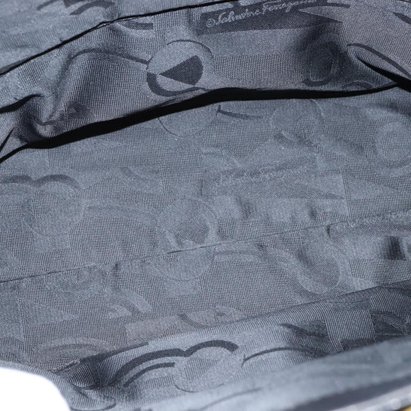 Salvatore Ferragamo Vala Tote Bag Leather Black Gold Auth bs30236