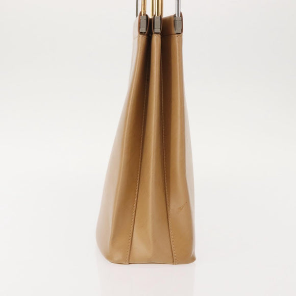 CARTIER Trinity Hand Bag Leather Beige Gold Auth bs30237