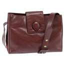 CARTIER Must Line Shoulder Bag Leather Bordeaux Gold Auth bs30238-1
