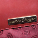 CARTIER Must Line Shoulder Bag Leather Bordeaux Gold Auth bs30238-10