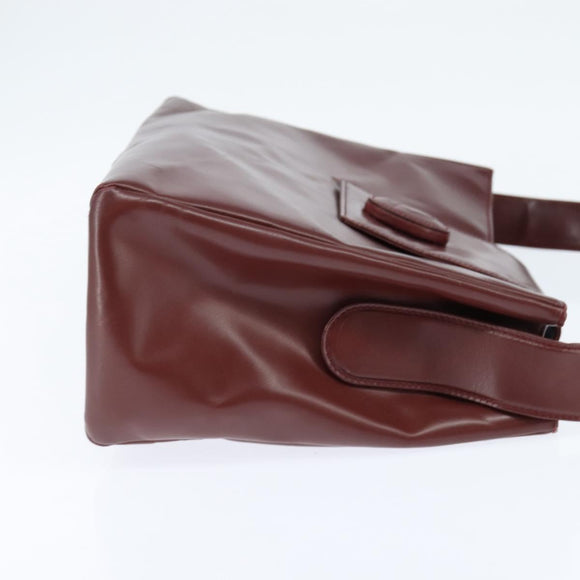 CARTIER Must Line Shoulder Bag Leather Bordeaux Gold Auth bs30238
