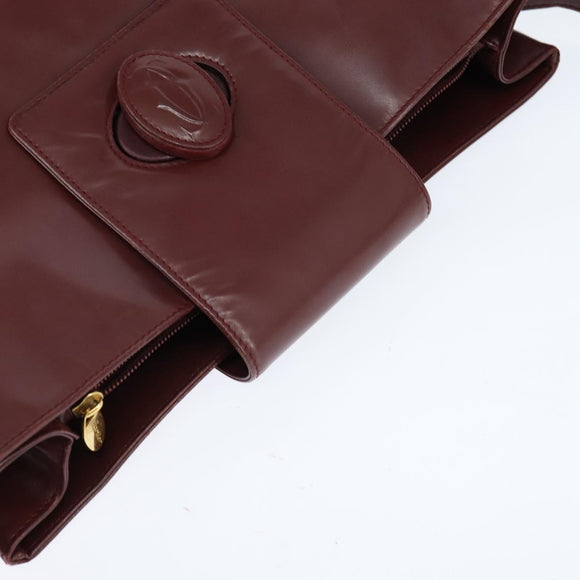 CARTIER Must Line Shoulder Bag Leather Bordeaux Gold Auth bs30238