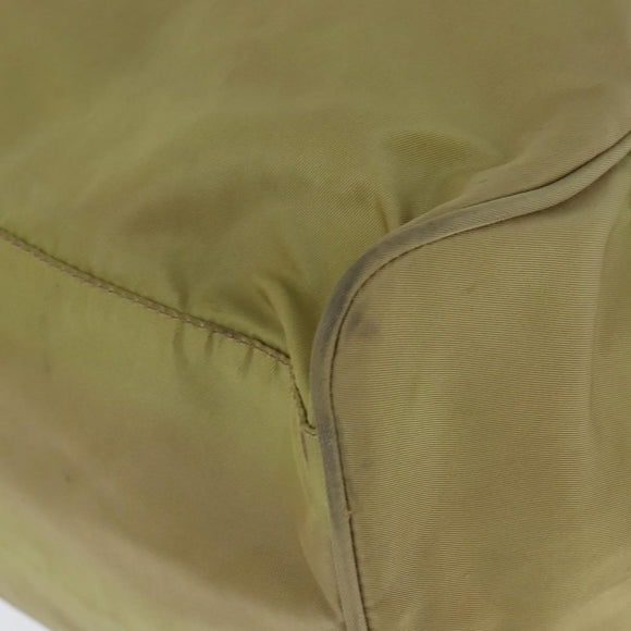 PRADA Boston Bag Nylon Beige Silver Auth bs30240