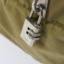 PRADA Boston Bag Nylon Beige Silver Auth bs30240-10