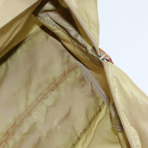 PRADA Boston Bag Nylon Beige Silver Auth bs30240