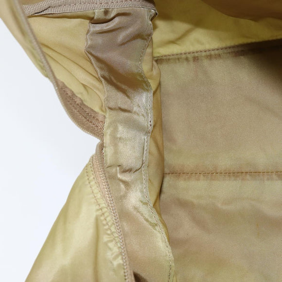 PRADA Boston Bag Nylon Beige Silver Auth bs30240