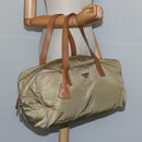 PRADA Boston Bag Nylon Beige Silver Auth bs30240-21