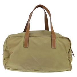 PRADA Boston Bag Nylon Beige Silver Auth bs30240 - 0