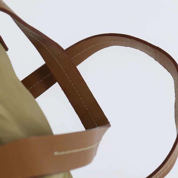 PRADA Boston Bag Nylon Beige Silver Auth bs30240