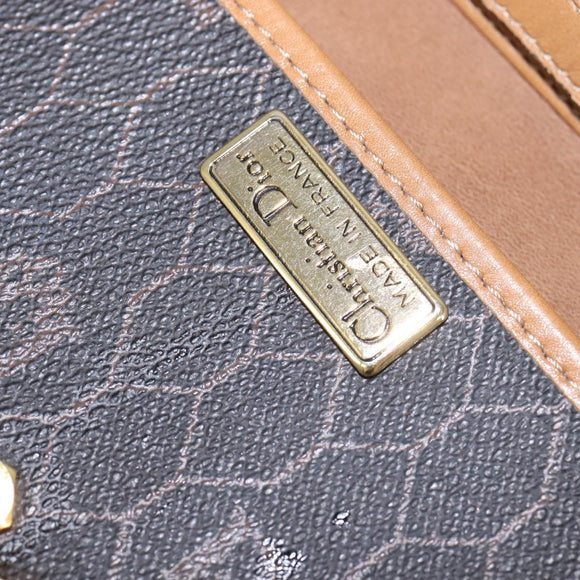 Christian Dior Honeycomb Canvas Bag PVC 2way Black Brown gold Auth bs30244