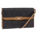 Christian Dior Honeycomb Canvas Bag PVC 2way Black Brown gold Auth bs30244-1