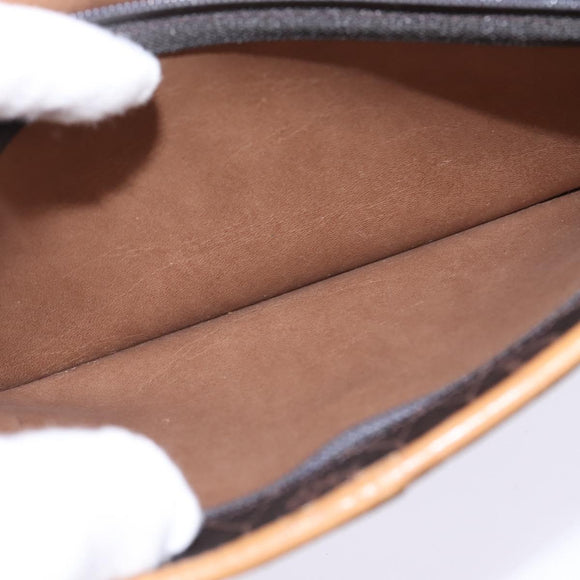 Christian Dior Honeycomb Canvas Bag PVC 2way Black Brown gold Auth bs30244