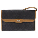 Christian Dior Honeycomb Canvas Bag PVC 2way Black Brown gold Auth bs30244-13