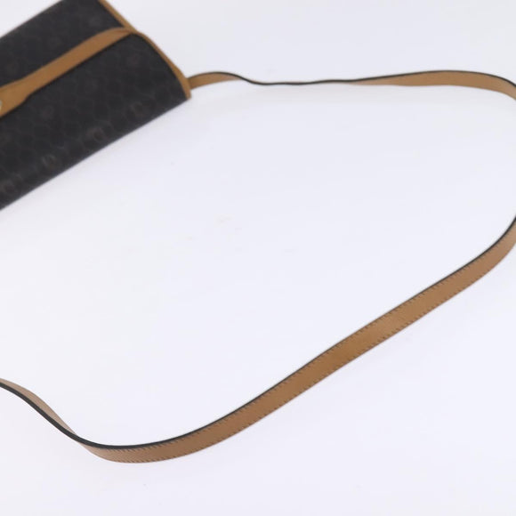 Christian Dior Honeycomb Canvas Bag PVC 2way Black Brown gold Auth bs30244