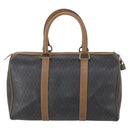 Christian Dior Honeycomb Canvas Boston Bag PVC Black Gold Auth bs30245-2