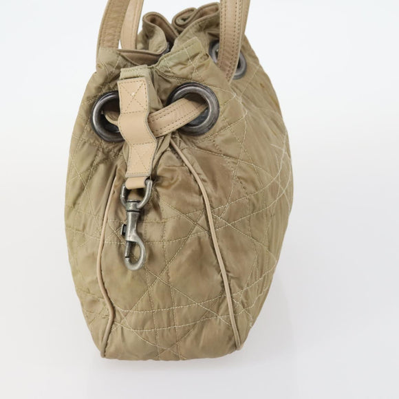 Christian Dior Canage Shoulder Bag Nylon Beige Auth bs30247