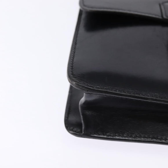 HERMES Sac Adepeche Shoulder Bag Leather Black Gold Auth bs30251