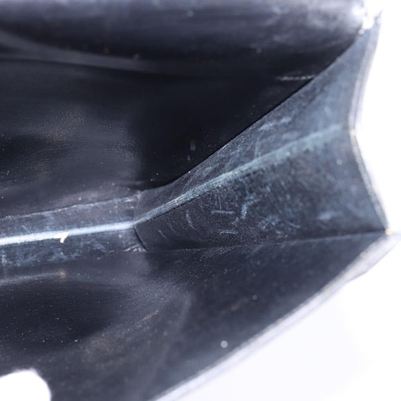 HERMES Sac Adepeche Shoulder Bag Leather Black Gold Auth bs30251