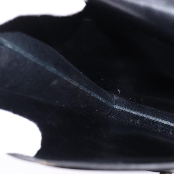 HERMES Sac Adepeche Shoulder Bag Leather Black Gold Auth bs30251