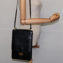 HERMES Sac Adepeche Shoulder Bag Leather Black Gold Auth bs30251-23