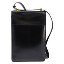HERMES Sac Adepeche Shoulder Bag Leather Black Gold Auth bs30251-2