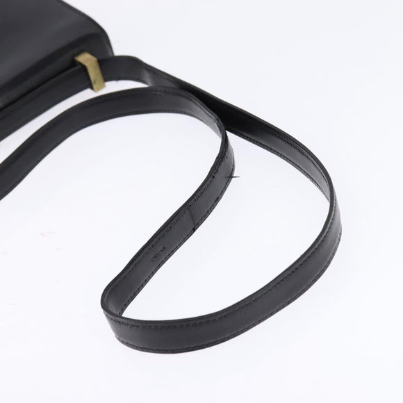 HERMES Sac Adepeche Shoulder Bag Leather Black Gold Auth bs30251