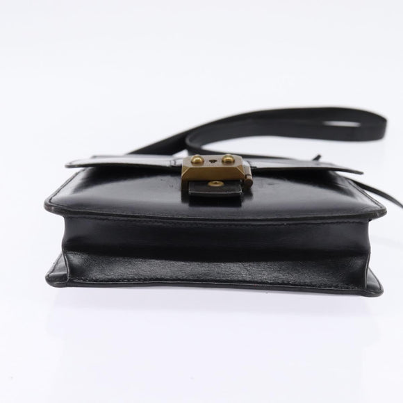 HERMES Sac Adepeche Schoudertas Leer Zwart Goud Auth bs30251