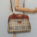 Burberrys Nova Check Hand Bag PVC 2way Beige Gold Auth bs30261-22