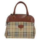 Burberrys Nova Check Hand Bag PVC 2way Beige Gold Auth bs30261-13